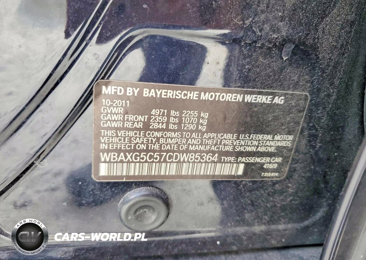 2012 BMW 528 I VIN:WBAXG5C57CDW85364 - 12