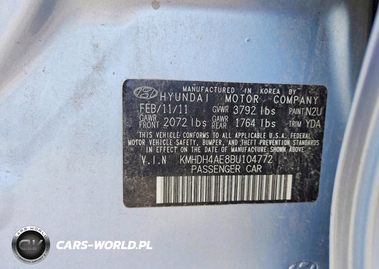 2011 Hyundai Elantra Gls VIN:KMHDH4AE8BU104772 - 12