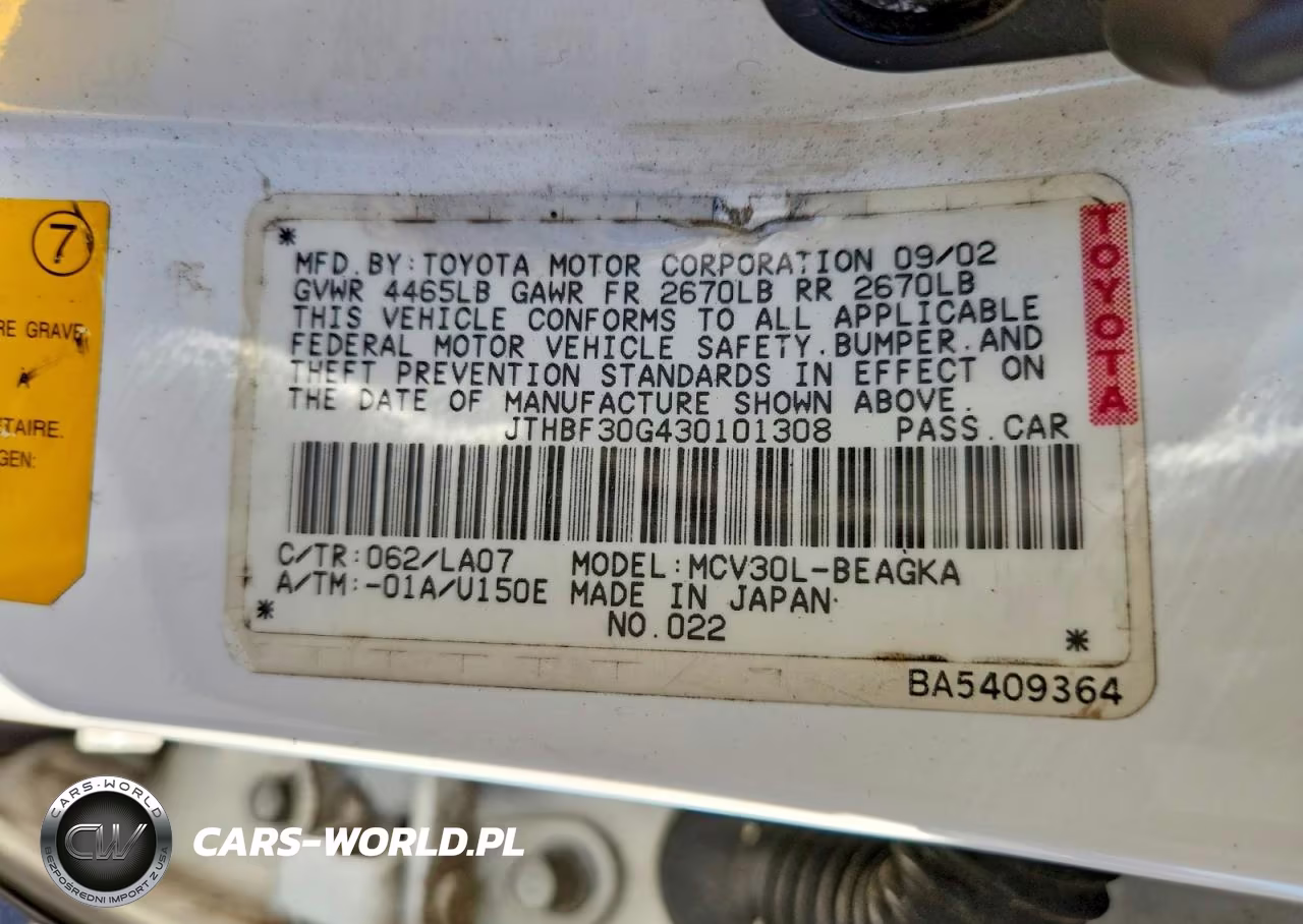 2003 Lexus Es 300 VIN:JTHBF30G430101308 - 12