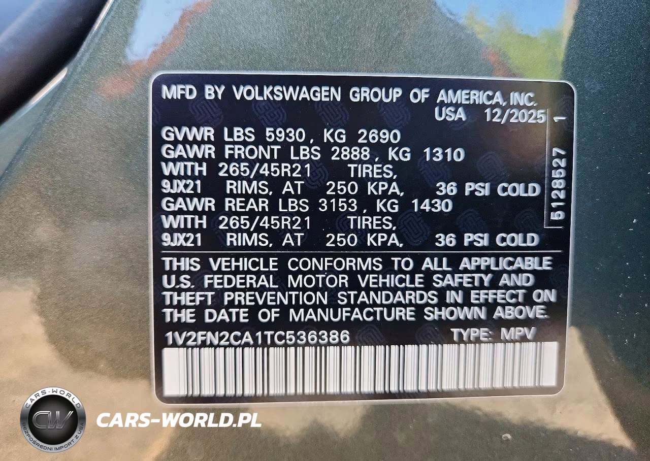 2026 Volkswagen Atlas Sel Premium R-Line VIN:1V2FN2CA1TC536386 - 13