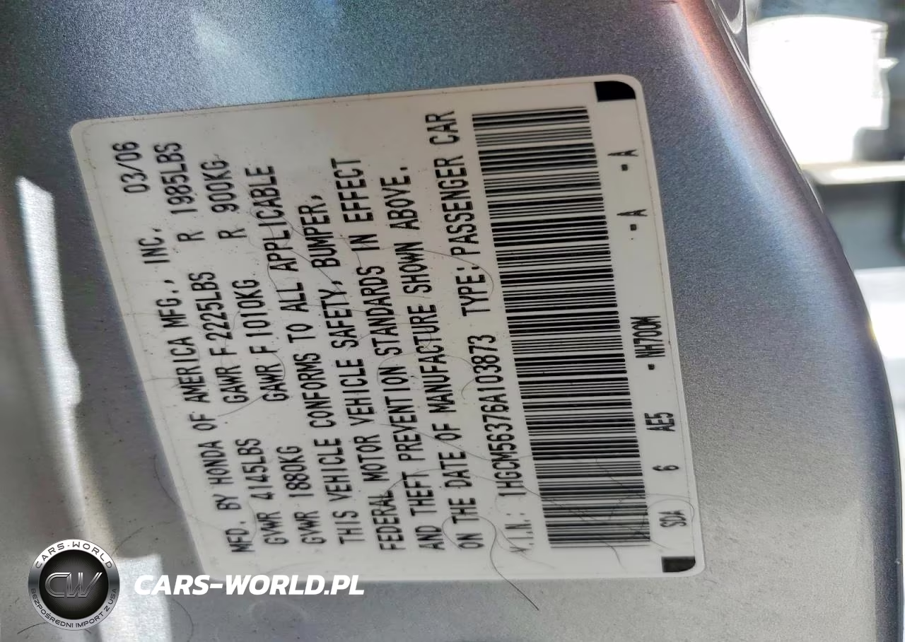 2006 Honda Accord VIN:1HGCM56376A103873 - 12