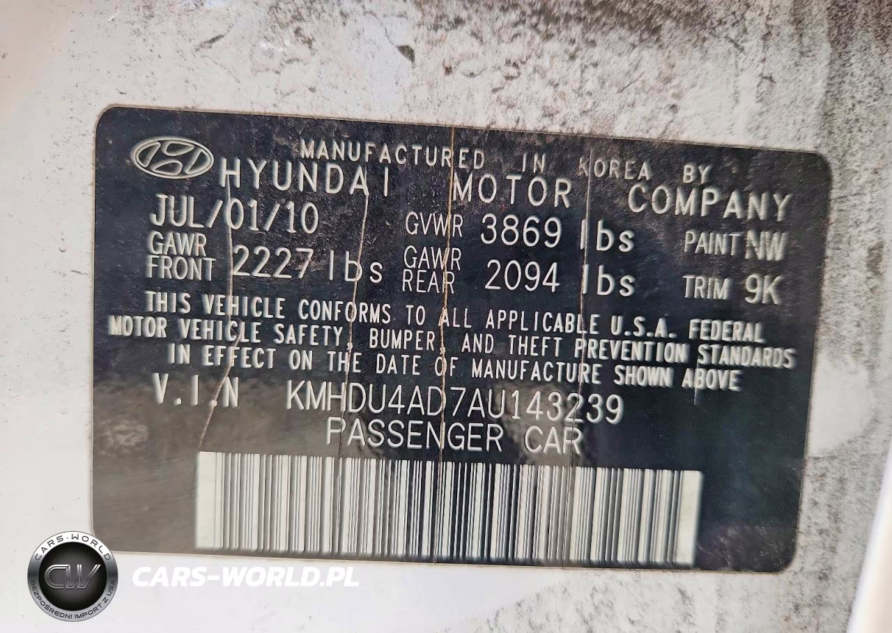 2010 Hyundai Elantra Gls VIN:KMHDU4AD7AU143239 - 12