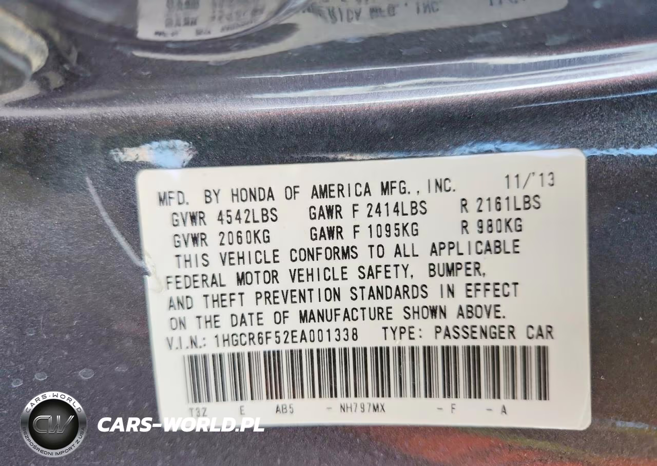 2014 Honda Accord Hybrid Exl VIN:1HGCR6F52EA001338 - 12