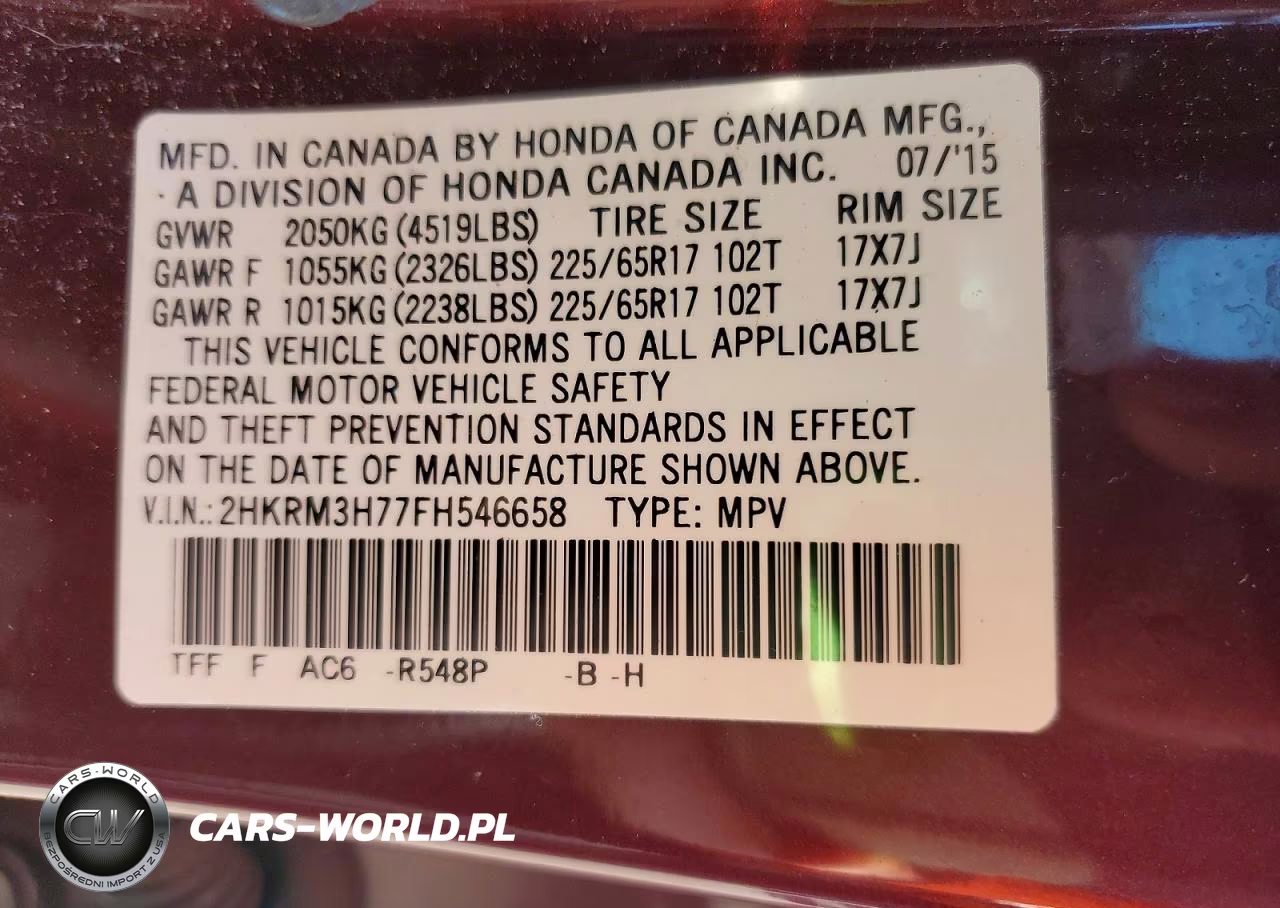 2015 Honda Cr-V Exl VIN:2HKRM3H77FH546658 - 13
