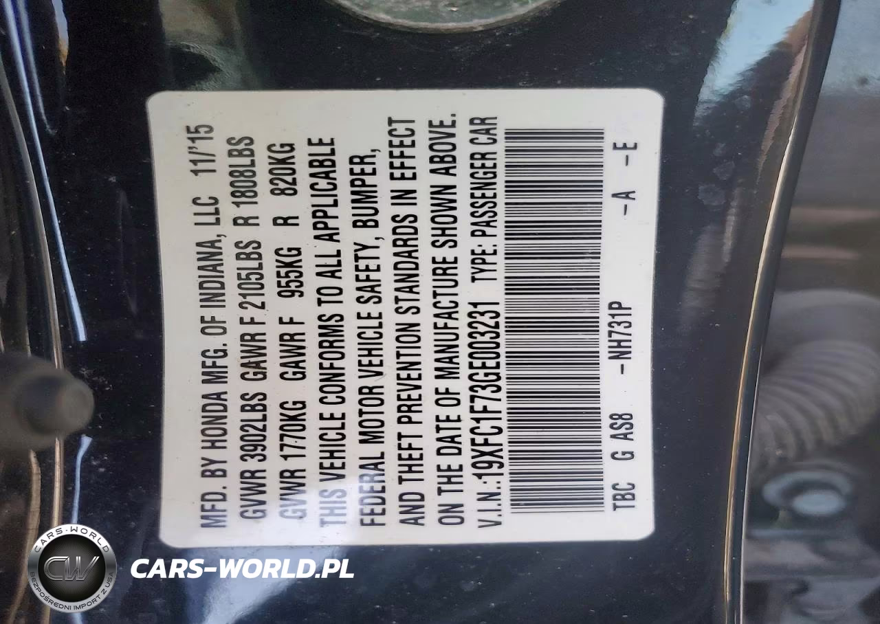 2016 Honda Civic Exl VIN:19XFC1F73GE003231 - 12