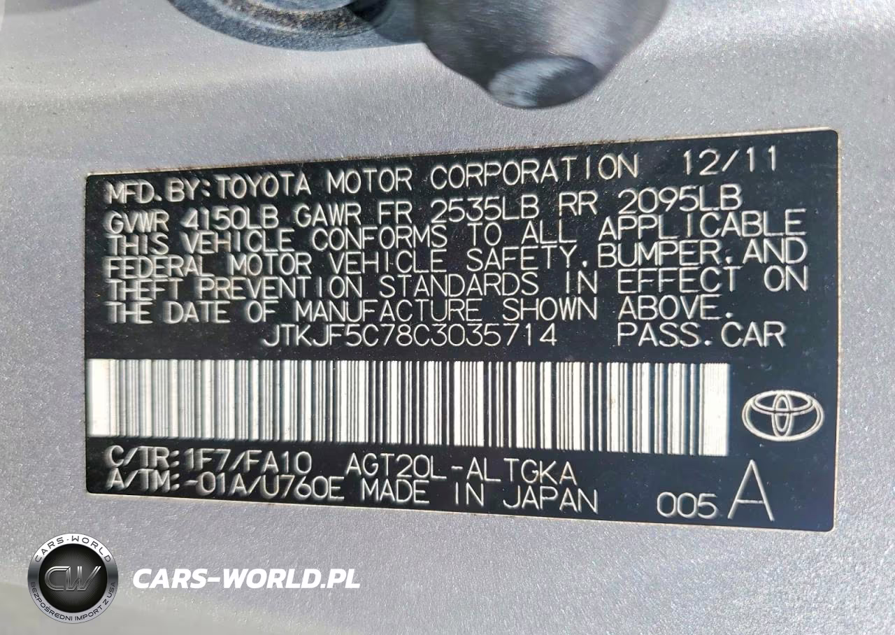 2012 Scion Tc Base VIN:JTKJF5C78C3035714 - 12