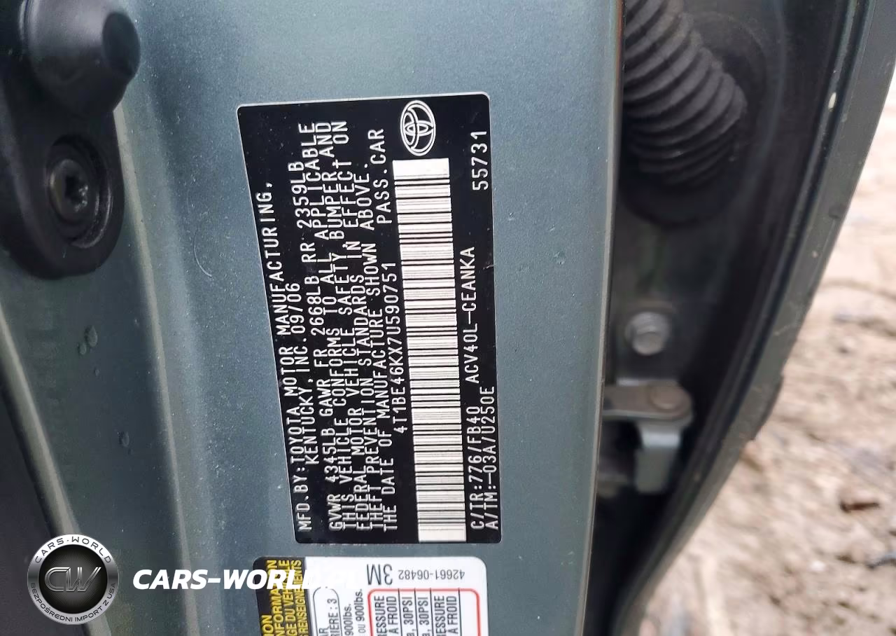 2007 Toyota Camry Le VIN:4T1BE46KX7U590751 - 12