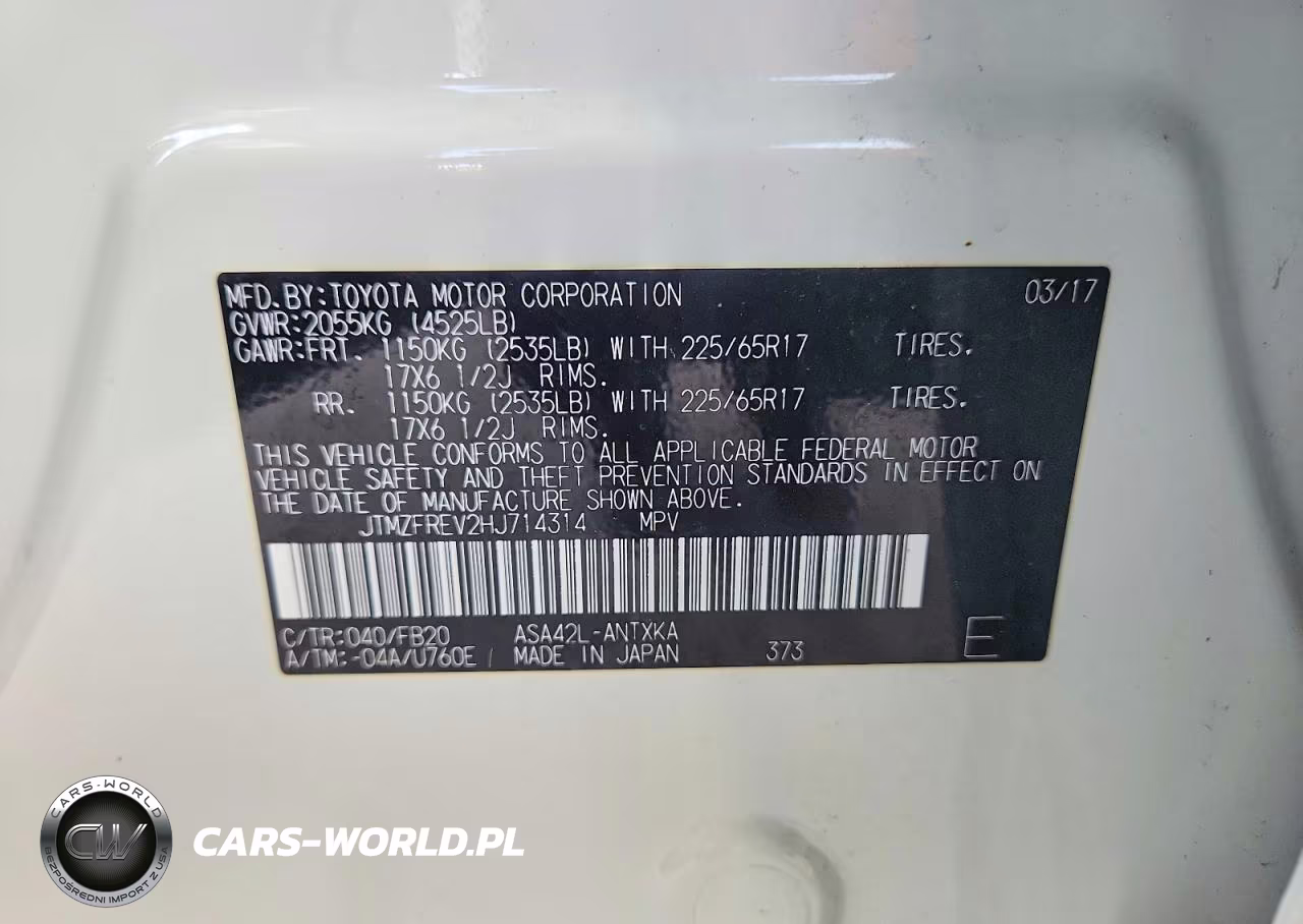 2017 Toyota Rav4 Le VIN:JTMZFREV2HJ714314 - 14