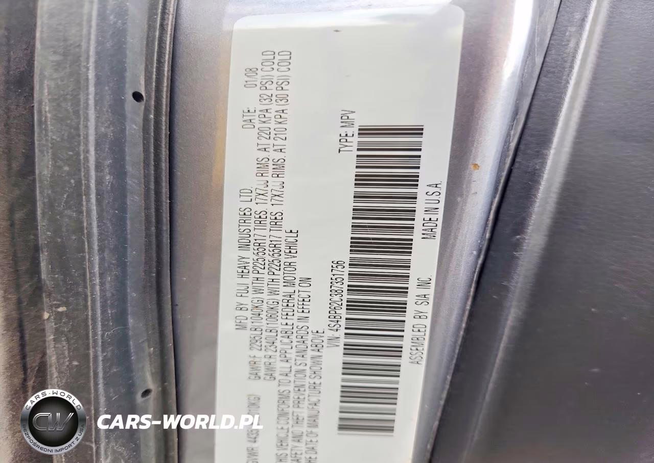 2008 Subaru Outback 2.5I Limited VIN:4S4BP62C387351756 - 13