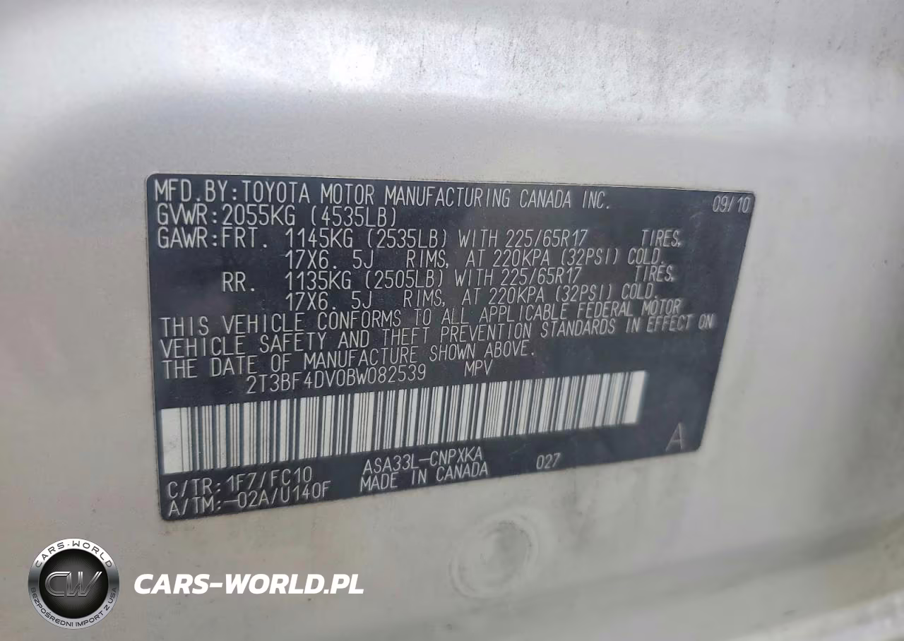 2011 Toyota Rav4 Base VIN:2T3BF4DV0BW082539 - 13