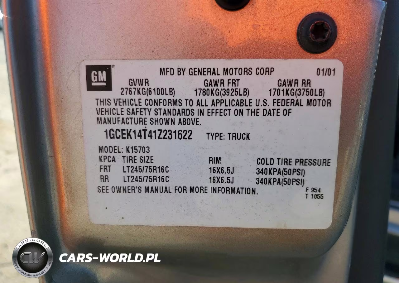 2001 Chevrolet Silverado K1500 VIN:1GCEK14T41Z231622 - 12