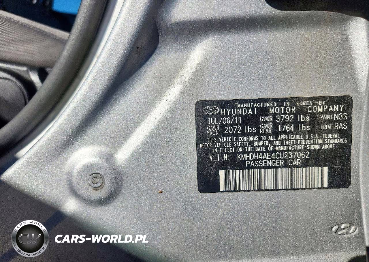 2012 Hyundai Elantra Gls VIN:KMHDH4AE4CU237062 - 12