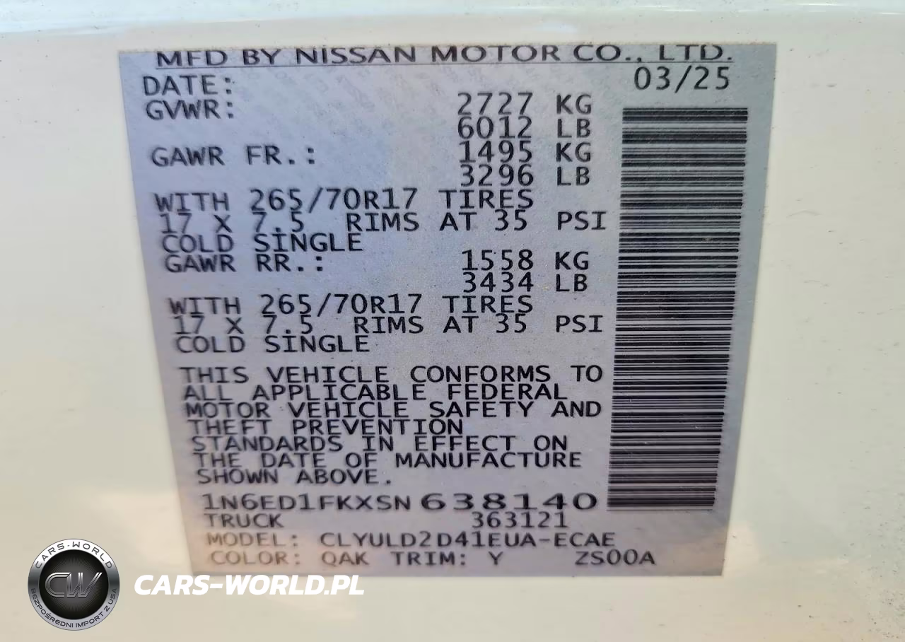 2025 Nissan Frontier Pro-4X VIN:1N6ED1FKXSN638140 - 12