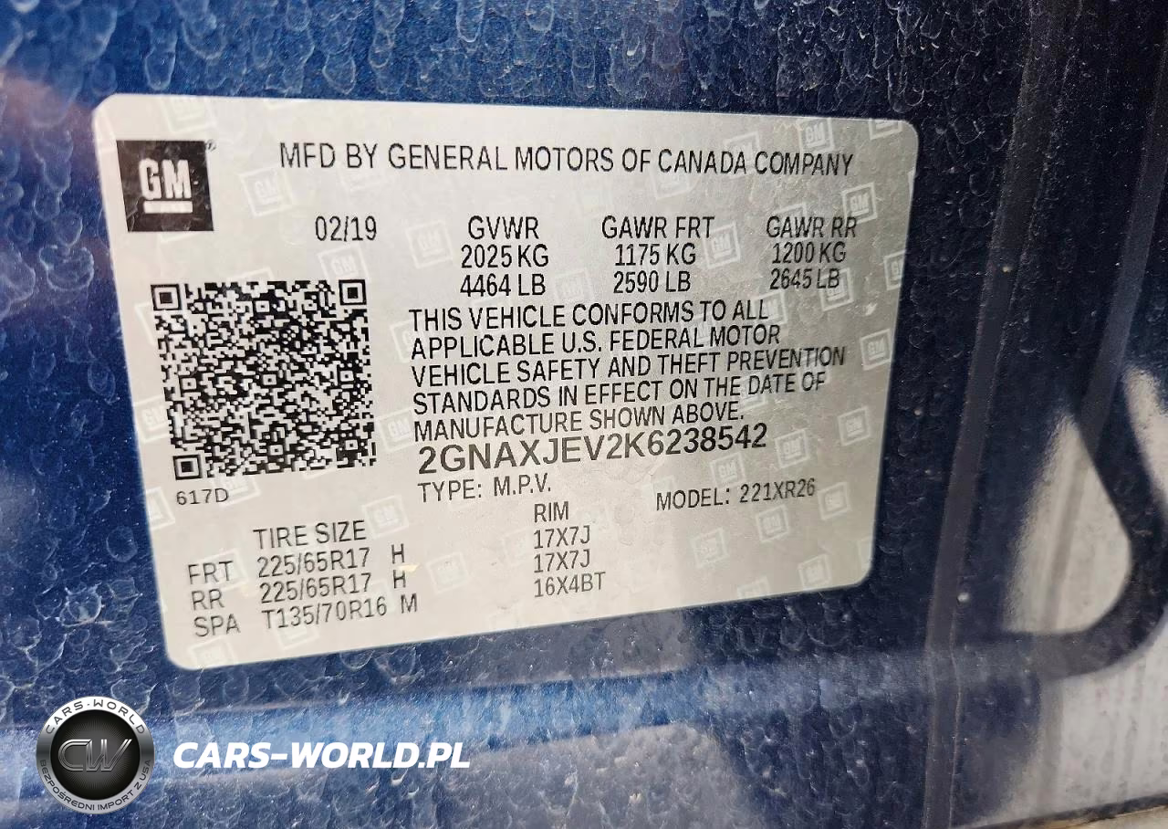 2019 Chevrolet Equinox Lt VIN:2GNAXJEV2K6238542 - 14