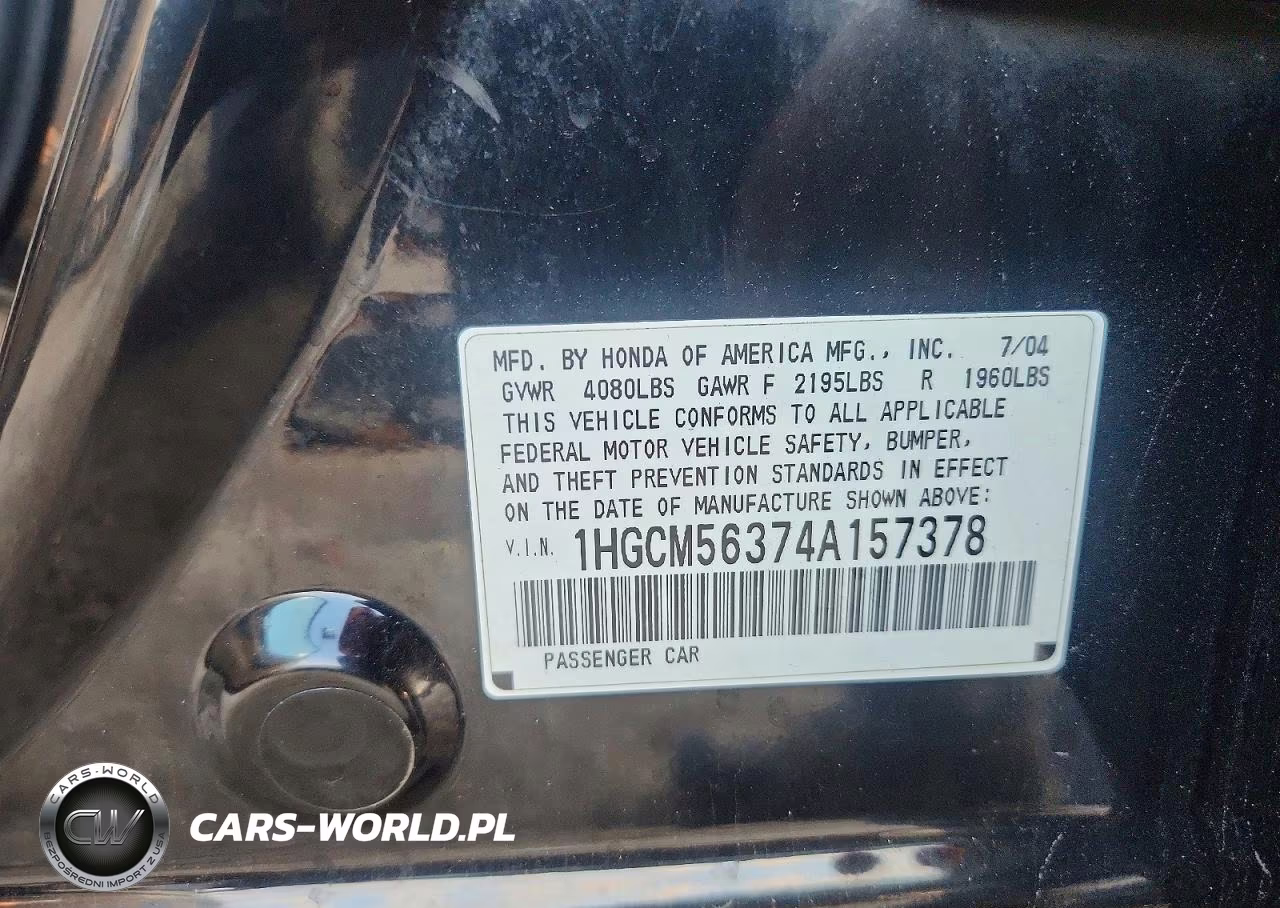 2004 Honda Accord Lx VIN:1HGCM56374A157378 - 13