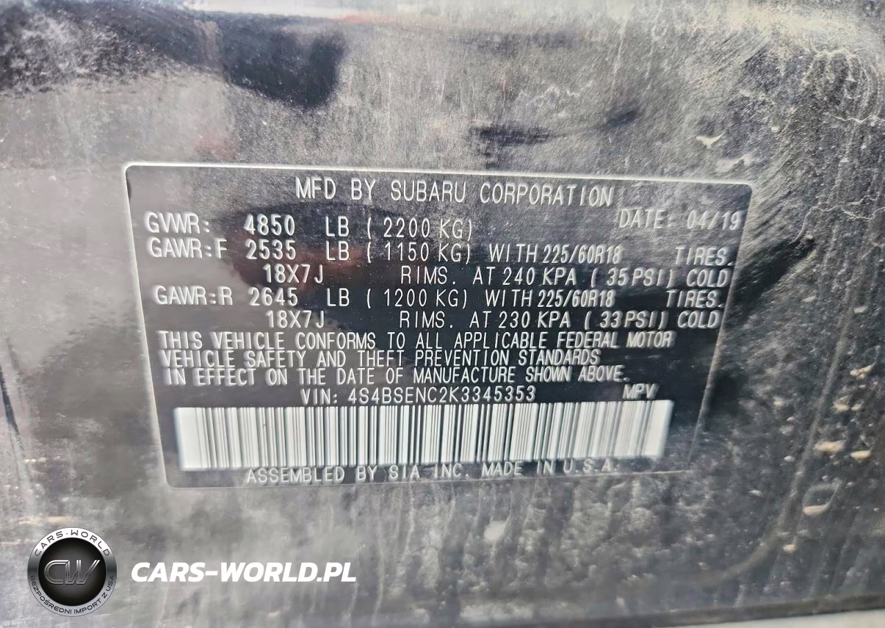 2019 Subaru Outback 3.6R Limited VIN:4S4BSENC2K3345353 - 13