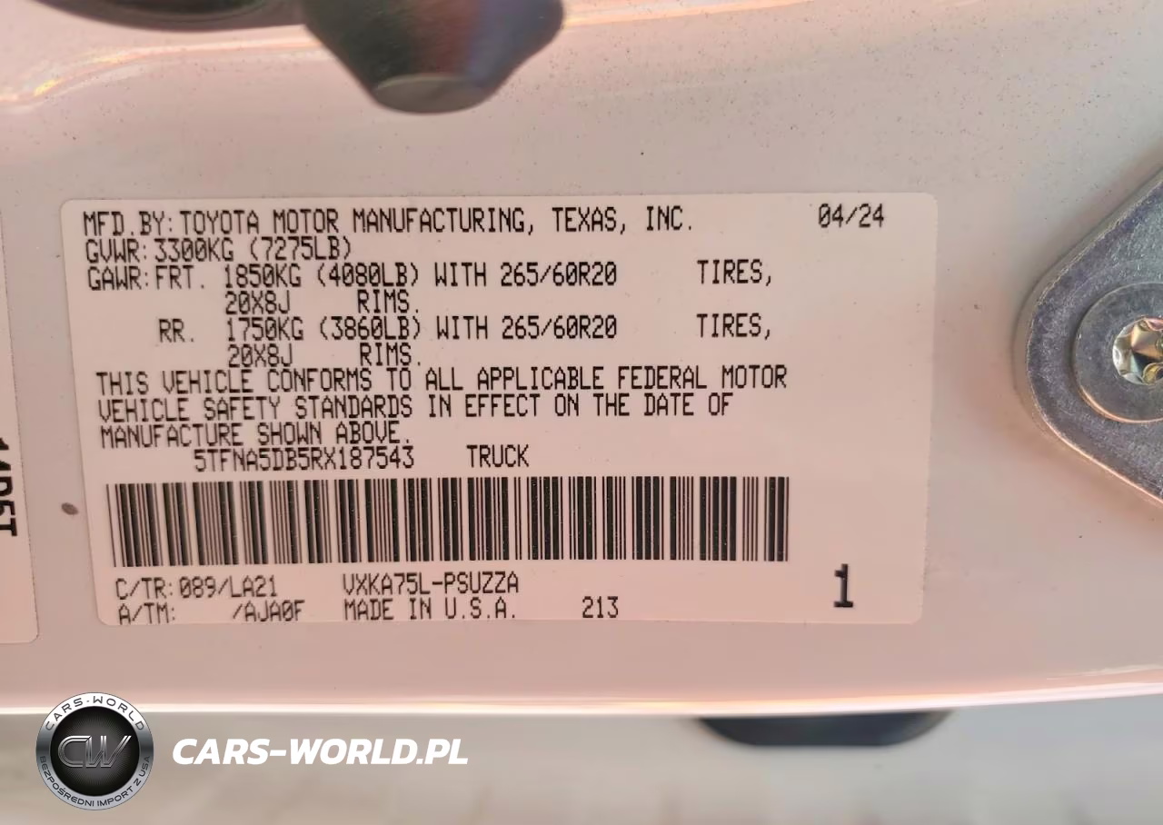 2024 Toyota Tundra Platinum VIN:5TFNA5DB5RX187543 - 13