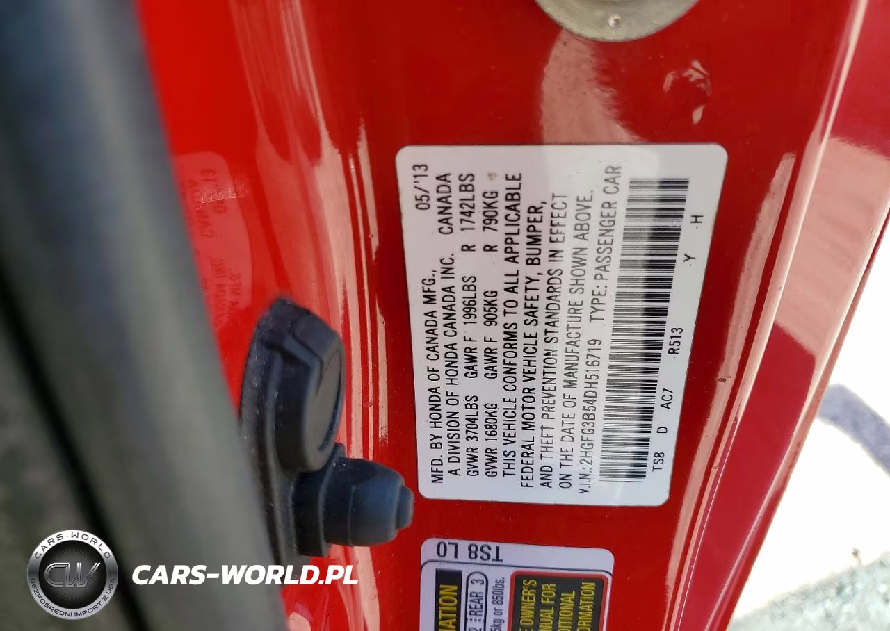 2013 Honda Civic Lx VIN:2HGFG3B54DH516719 - 12
