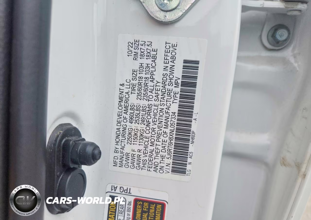 2022 Honda Cr-V Exl VIN:5J6RT6H8XNL057334 - 13