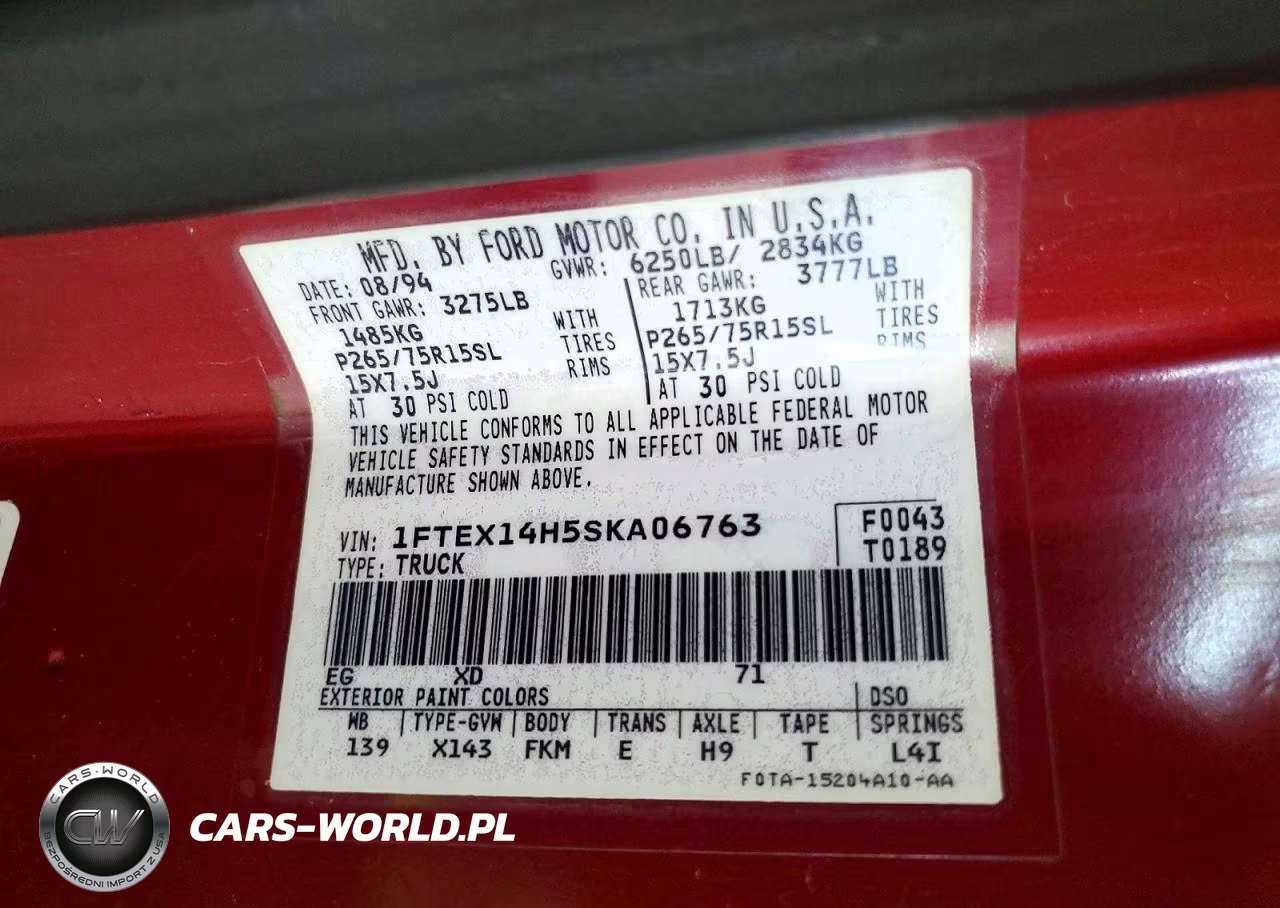 1995 Ford F150 VIN:1FTEX14H5SKA06763 - 12