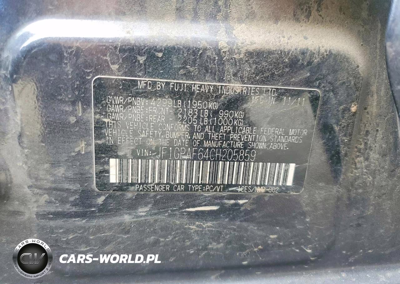 2012 Subaru Impreza Premium VIN:JF1GPAF64CH205859 - 12