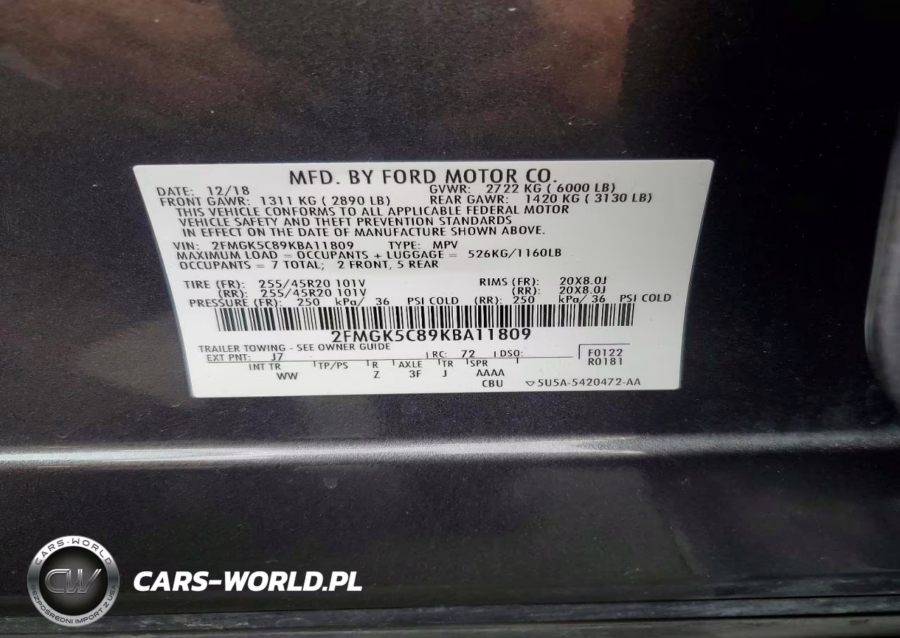 2019 Ford Flex Sel VIN:2FMGK5C89KBA11809 - 13