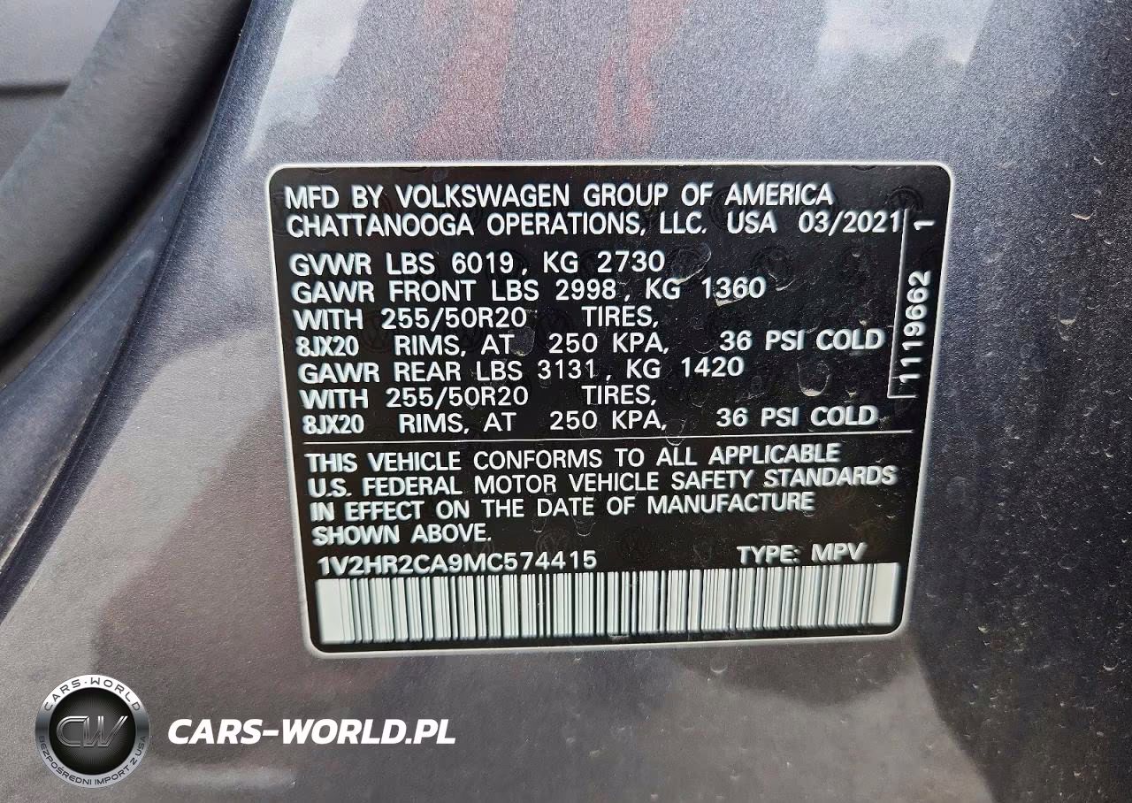 2021 Volkswagen Atlas Se VIN:1V2HR2CA9MC574415 - 14