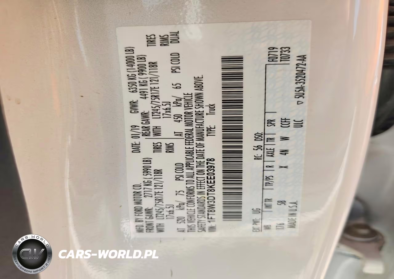 2019 Ford F350 Super Duty VIN:1FT8W3DT8KEE03978 - 13