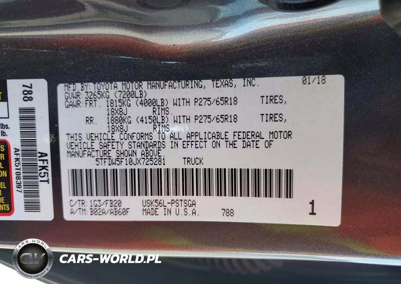 2018 Toyota Tundra Crewmax Sr5 VIN:5TFDW5F10JX725281 - 12