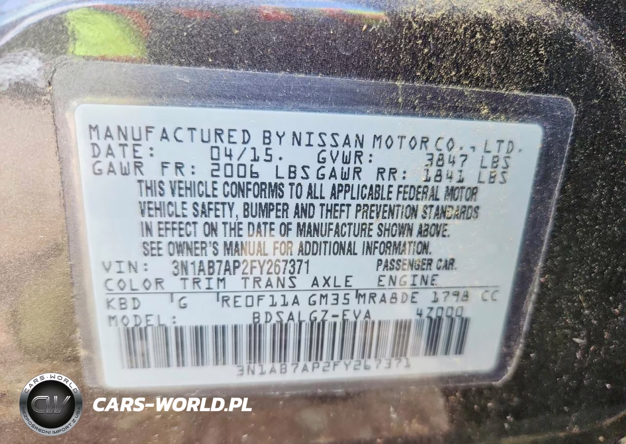 2015 Nissan Sentra Sl VIN:3N1AB7AP2FY267371 - 12