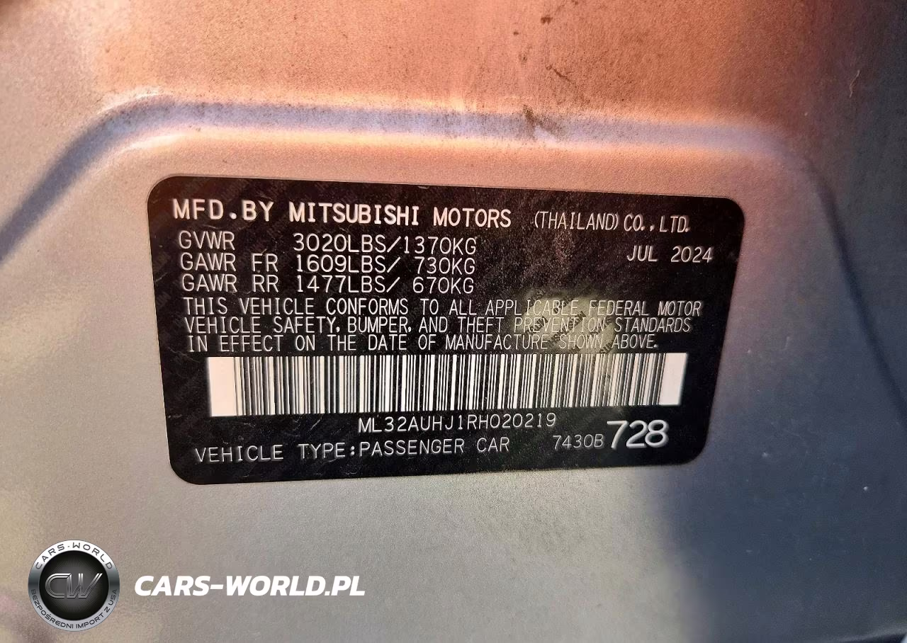 2024 Mitsubishi Mirage Es VIN:ML32AUHJ1RH020219 - 12