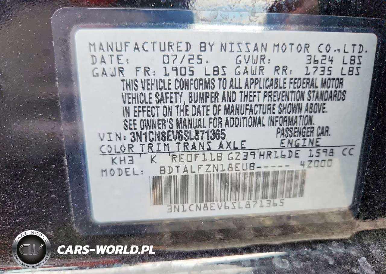 2025 Nissan Versa Sv VIN:3N1CN8EV6SL871365 - 12