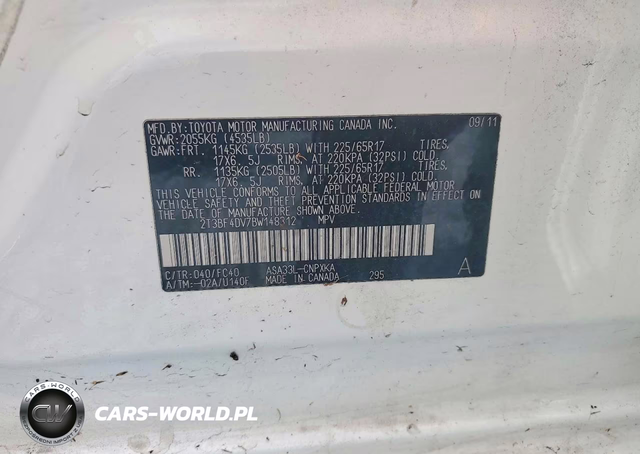 2011 Toyota Rav4 Base VIN:2T3BF4DV7BW148312 - 12
