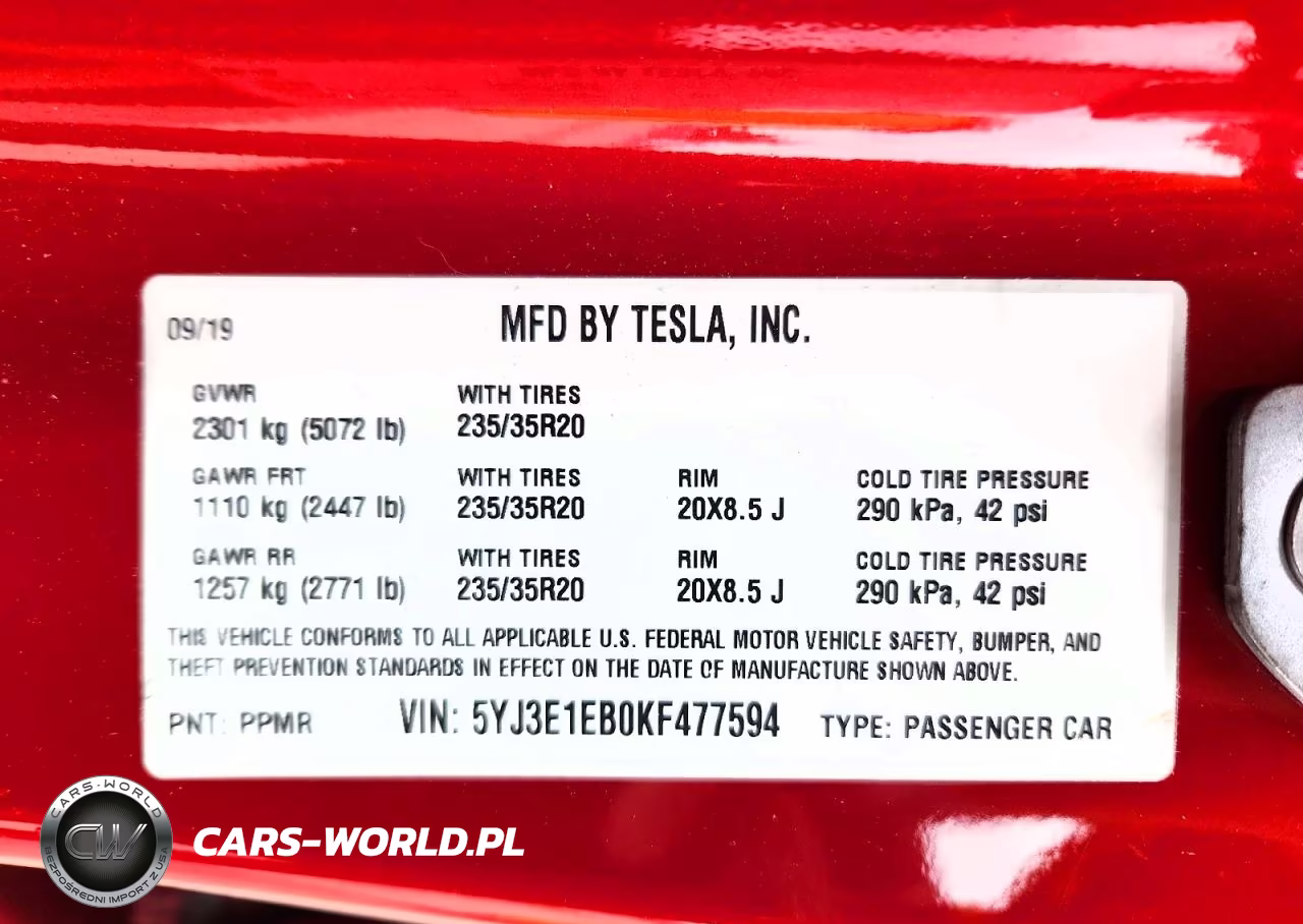 2019 Tesla Model 3 VIN:5YJ3E1EB0KF477594 - 13