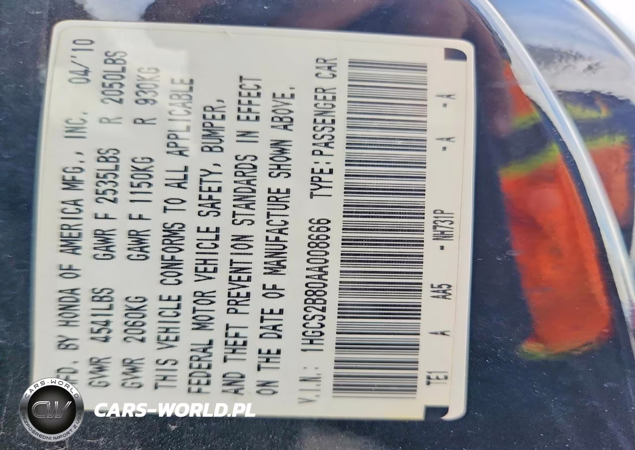 2010 Honda Accord Exl VIN:1HGCS2B80AA008666 - 12