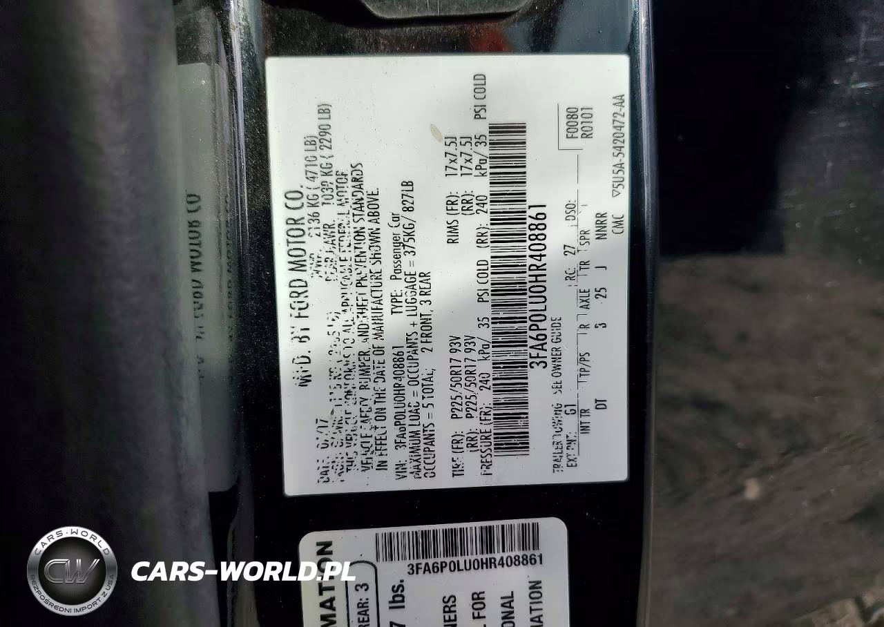 2017 Ford Fusion Se Hybrid VIN:3FA6P0LU0HR408861 - 12