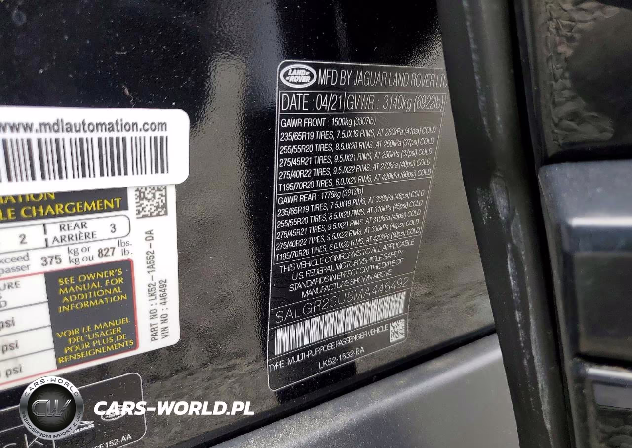 2021 Land Rover Range Rover VIN:SALGR2SU5MA446492 - 13