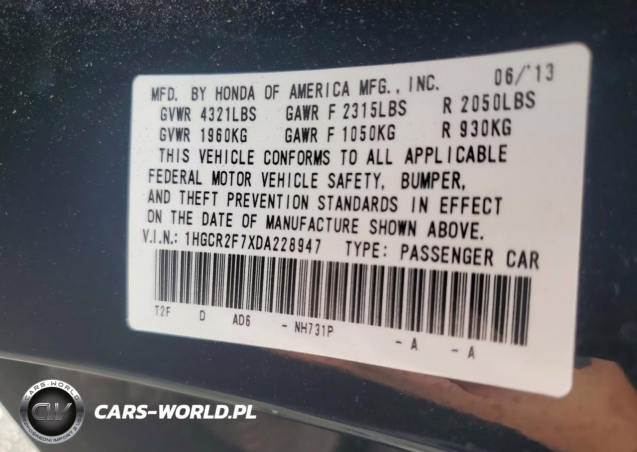 2013 Honda Accord Ex VIN:1HGCR2F7XDA228947 - 12