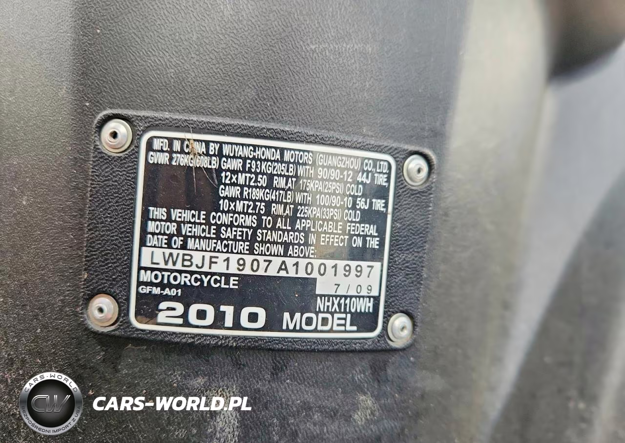2010 Honda Nhx110 VIN:LWBJF1907A1001997 - 9
