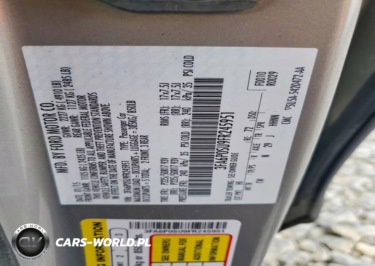 2015 Ford Fusion Titanium Phev VIN:3FA6P0SU9FR245951 - 12