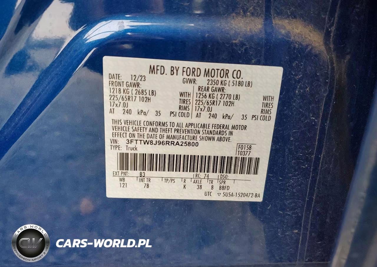 2024 Ford Maverick Xlt VIN:3FTTW8J96RRA25800 - 12