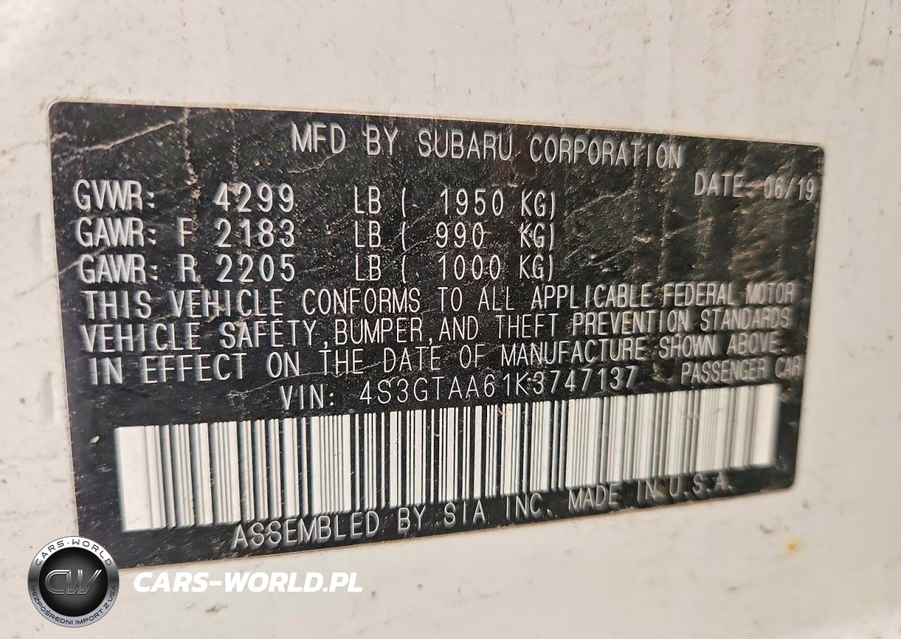 2019 Subaru Impreza VIN:4S3GTAA61K3747137 - 12