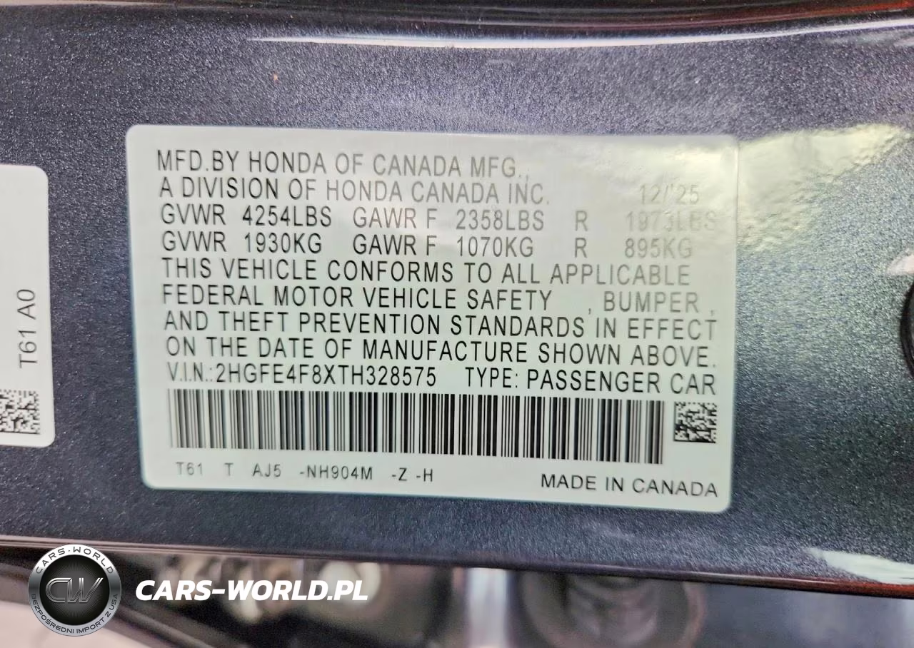 2026 Honda Civic Hybrid Sport-Sport Touring VIN:2HGFE4F8XTH328575 - 12