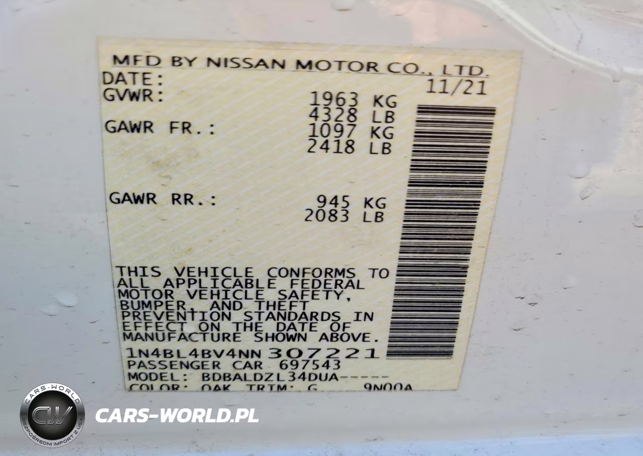 2022 Nissan Altima S VIN:1N4BL4BV4NN307221 - 12