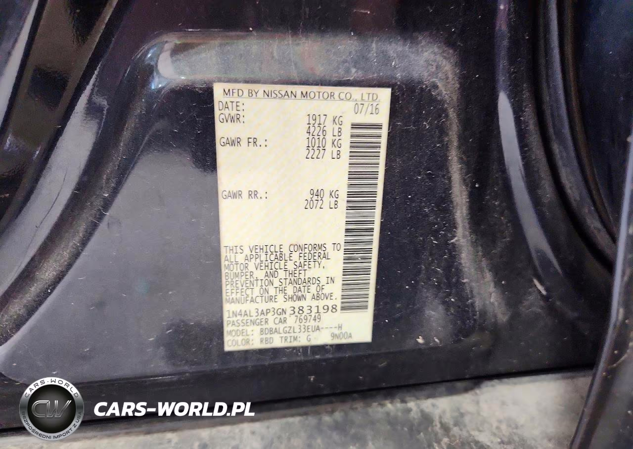 2016 Nissan Altima 2.5 S VIN:1N4AL3AP3GN383198 - 12