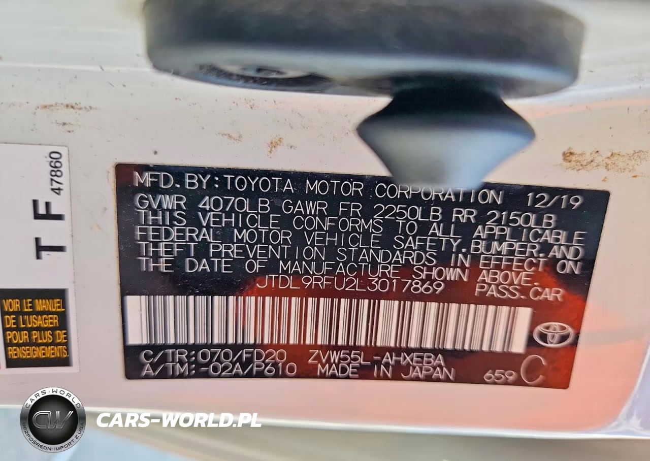 2020 Toyota Prius Le Awd-E VIN:JTDL9RFU2L3017869 - 12