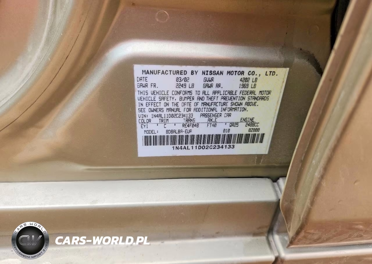 2002 Nissan Altima 2.5 VIN:1N4AL11D02C234133 - 12