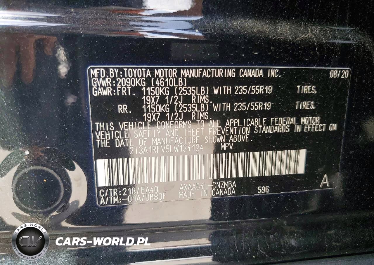 2020 Toyota Rav4 Xle Premium VIN:2T3A1RFV5LW134124 - 13