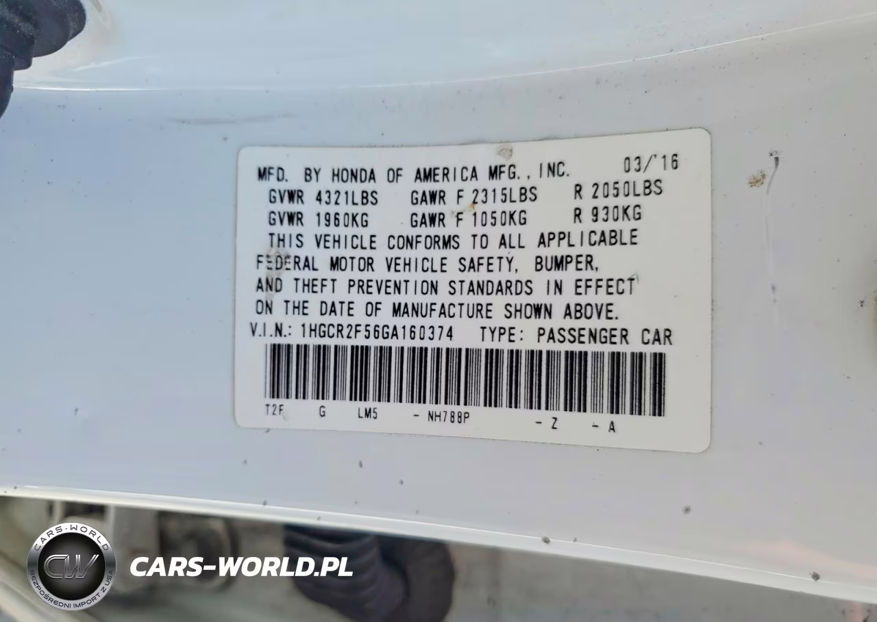 2016 Honda Accord Sport VIN:1HGCR2F56GA160374 - 12