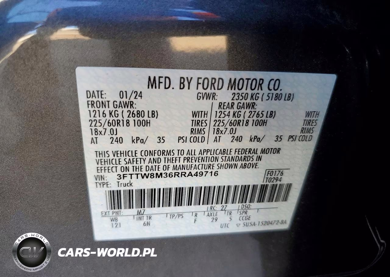 2024 Ford Maverick Lariat VIN:3FTTW8M36RRA49716 - 12